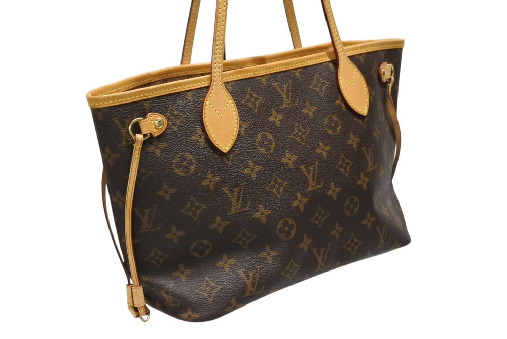 LOUIS VUITTON ルイヴィトン モノグラム ネヴァーフルPM トートバッグ M40155 ブラウン PVC ヌメ革 ゴールド金具 美品 中古 4b008273