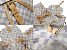 画像をギャラリービューアに読み込む, LOUIS VUITTON ルイヴィトン スペロン リュック バックパック N41578 ダミエ アズール ホワイト PVC レザー ゴールド金具 美品 中古 4b008278