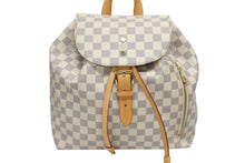 画像をギャラリービューアに読み込む, LOUIS VUITTON ルイヴィトン スペロン リュック バックパック N41578 ダミエ アズール ホワイト PVC レザー ゴールド金具 美品 中古 4b008278