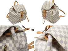 画像をギャラリービューアに読み込む, LOUIS VUITTON ルイヴィトン スペロン リュック バックパック N41578 ダミエ アズール ホワイト PVC レザー ゴールド金具 美品 中古 4b008278
