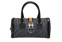 Load image into Gallery viewer, 極美品 CHRISTIAN DIOR クリスチャンディオール トロッターライン ハンドバッグ 02-B0-1015 ネイビー オレンジ シルバー金具 中古 4b008289