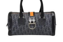 Load image into Gallery viewer, 極美品 CHRISTIAN DIOR クリスチャンディオール トロッターライン ハンドバッグ 02-B0-1015 ネイビー オレンジ シルバー金具 中古 4b008289