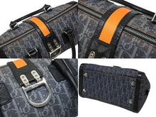 Load image into Gallery viewer, 極美品 CHRISTIAN DIOR クリスチャンディオール トロッターライン ハンドバッグ 02-B0-1015 ネイビー オレンジ シルバー金具 中古 4b008289