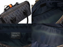 Load image into Gallery viewer, 極美品 CHRISTIAN DIOR クリスチャンディオール トロッターライン ハンドバッグ 02-B0-1015 ネイビー オレンジ シルバー金具 中古 4b008289