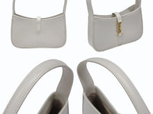 Load image into Gallery viewer, SAINT LAURENT サンローラン カサンドラロゴ ミニ ハンドバッグ 710318 2R20W ホワイト カーフスキン スウェード ゴールド金具 美品 中古 4b008292