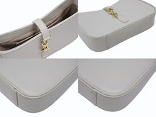 Load image into Gallery viewer, SAINT LAURENT サンローラン カサンドラロゴ ミニ ハンドバッグ 710318 2R20W ホワイト カーフスキン スウェード ゴールド金具 美品 中古 4b008292