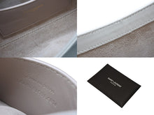 Load image into Gallery viewer, SAINT LAURENT サンローラン カサンドラロゴ ミニ ハンドバッグ 710318 2R20W ホワイト カーフスキン スウェード ゴールド金具 美品 中古 4b008292