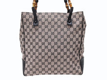 画像をギャラリービューアに読み込む, 極美品 GUCCI グッチ バンブー トートバッグ 112530 ピンク ブラック レザー GGキャンバス ブラック金具 中古 4b008302