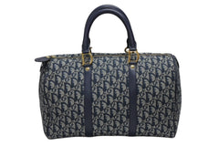 Christian Dior クリスチャンディオール トロッター ハンドバッグ CP0070 ガリアーノ期 ネイビー 美品 中古 4b008304