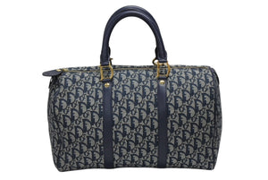 Christian Dior クリスチャンディオール トロッター ハンドバッグ CP0070 ガリアーノ期 ネイビー 美品 中古 4b008304