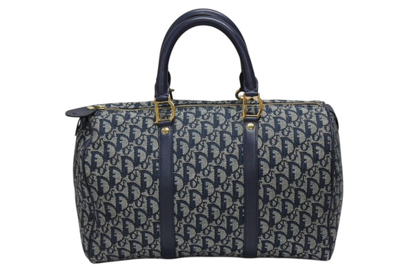 Christian Dior クリスチャンディオール トロッター ハンドバッグ CP0070 ガリアーノ期 ネイビー 美品 中古 4b008304