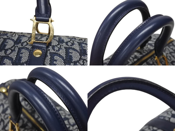 Christian Dior クリスチャンディオール トロッター ハンドバッグ CP0070 ガリアーノ期 ネイビー 美品 中古 4b008304