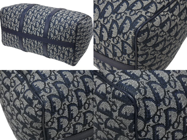 Christian Dior クリスチャンディオール トロッター ハンドバッグ CP0070 ガリアーノ期 ネイビー 美品 中古 4b008304