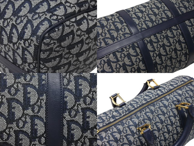 Christian Dior クリスチャンディオール トロッター ハンドバッグ CP0070 ガリアーノ期 ネイビー 美品 中古 4b008304