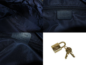 Christian Dior クリスチャンディオール トロッター ハンドバッグ CP0070 ガリアーノ期 ネイビー 美品 中古 4b008304