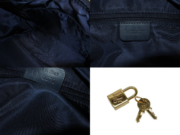 Christian Dior クリスチャンディオール トロッター ハンドバッグ CP0070 ガリアーノ期 ネイビー 美品 中古 4b008304