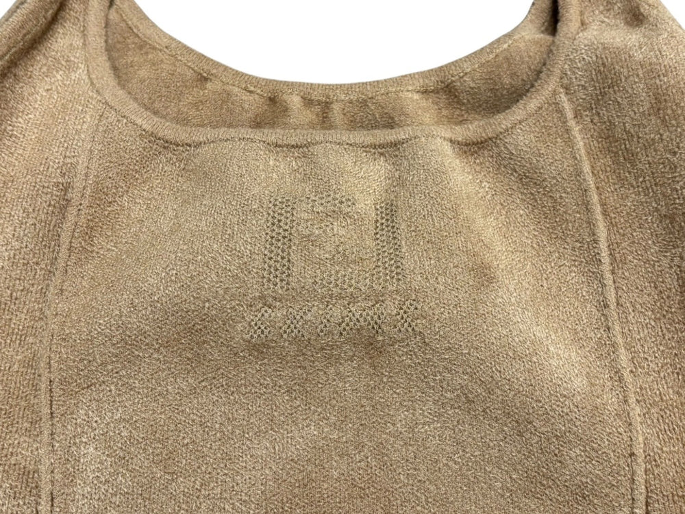 極美品 FENDI フェンディ × SKIMS スキムス ノースリーブワンピース FZD922 サイズ40 ブラウン パイル キムカーダシアン 中古 4b008312