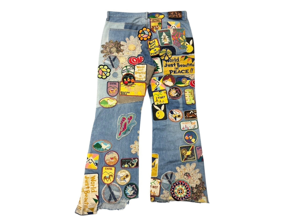 KAPITAL キャピタル 2023SS Denim 5P Rat Flare Pants パッチワーク ワッペン リメイク K2210LP113 サイズ38 フレア デニムパンツ 美品 中古 4b008313