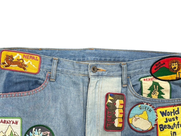 KAPITAL キャピタル 2023SS Denim 5P Rat Flare Pants パッチワーク ワッペン リメイク K2210LP113 サイズ38 フレア デニムパンツ 美品 中古 4b008313