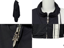 画像をギャラリービューアに読み込む, 極美品 CHROME HEARTS クロムハーツ ナイロンジャケット サイズS クロスパッチ ブラック レザー 裏起毛 中古 4b008316