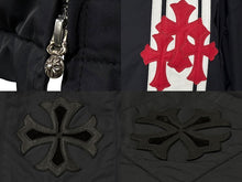 画像をギャラリービューアに読み込む, 極美品 CHROME HEARTS クロムハーツ ナイロンジャケット サイズS クロスパッチ ブラック レザー 裏起毛 中古 4b008316