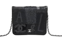画像をギャラリービューアに読み込む, 極美品 CHANEL シャネル パッチワーク BORO チェーンショルダーバッグ ココマーク 25番台 デニム ツイード ブラック シルバー 中古 4b008319