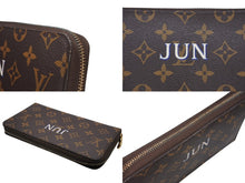 画像をギャラリービューアに読み込む, LOUIS VUITTON ルイヴィトン ジッピーウォレット イニシャル入り M60017 モノグラム ブラウン 長財布 美品 中古 4b008321