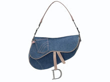 Load image into Gallery viewer, 極美品 CHRISTIAN DIOR クリスチャンディオール サドルバッグ ワンショルダーバッグ ガリアーノ期 デニム ピンク 中古 4b008334
