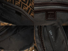 画像をギャラリービューアに読み込む, FENDI フェンディ ズッカ柄 マンマバケット ワンショルダーバッグ ブラウン ロゴ コットンキャンバス レザー 美品 中古 4b008343