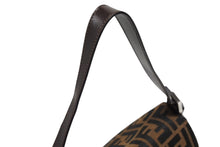 画像をギャラリービューアに読み込む, FENDI フェンディ ズッカ柄 マンマバケット ワンショルダーバッグ ブラウン ロゴ コットンキャンバス レザー 美品 中古 4b008343