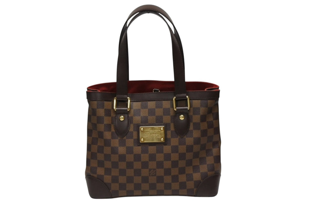 極美品 LOUIS VUITTON ルイヴィトン ダミエ ハムステッドPM ハンドバッグ ブラウン N51205 ロゴ ゴールド金具 中古 4b008350