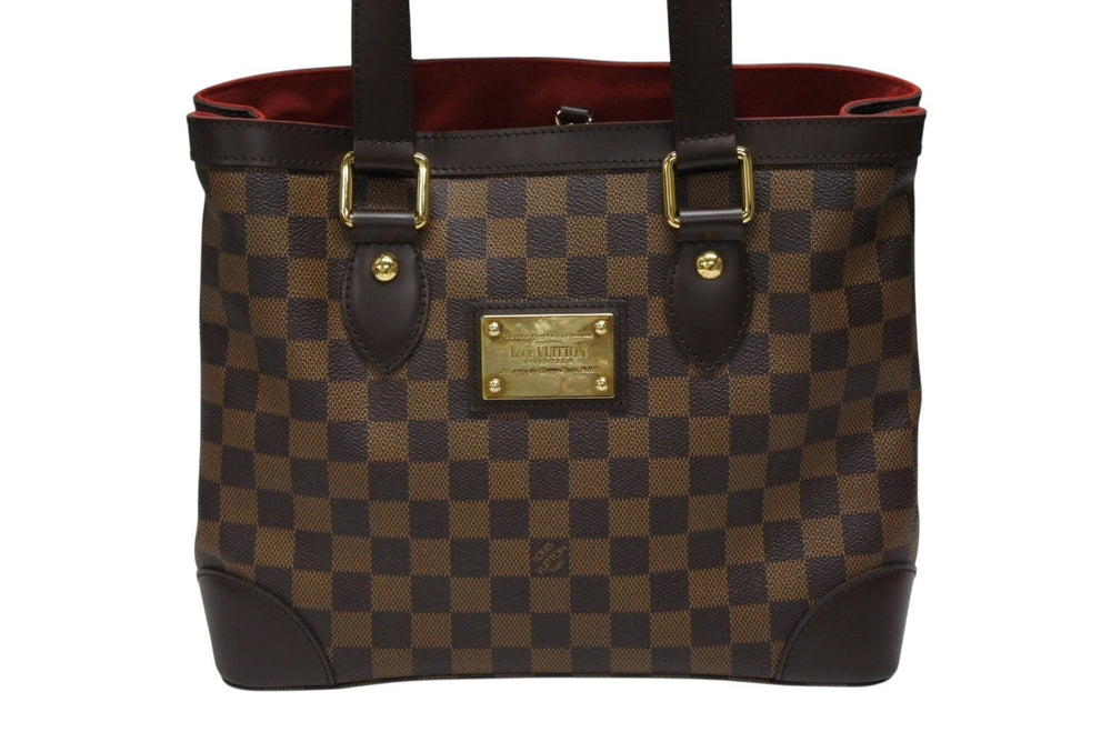 極美品 LOUIS VUITTON ルイヴィトン ダミエ ハムステッドPM ハンドバッグ ブラウン N51205 ロゴ ゴールド金具 中古 4b008350