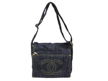 画像をギャラリービューアに読み込む, CHANEL シャネル ショルダーバッグ スパークリングデニム 10番台 ココマーク ネイビー A31987 ゴールド金具 美品 中古 4b008363