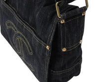 画像をギャラリービューアに読み込む, CHANEL シャネル ショルダーバッグ スパークリングデニム 10番台 ココマーク ネイビー A31987 ゴールド金具 美品 中古 4b008363