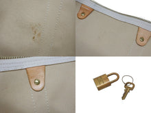 画像をギャラリービューアに読み込む, LOUIS VUITTON ルイヴィトン キーポル50 ボストンバッグ N41430 ダミエアズールキャンバス ヌメ革 ホワイト 美品 中古 4b008367