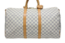 画像をギャラリービューアに読み込む, LOUIS VUITTON ルイヴィトン キーポル50 ボストンバッグ N41430 ダミエアズールキャンバス ヌメ革 ホワイト 美品 中古 4b008367