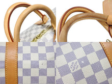 画像をギャラリービューアに読み込む, LOUIS VUITTON ルイヴィトン キーポル50 ボストンバッグ N41430 ダミエアズールキャンバス ヌメ革 ホワイト 美品 中古 4b008367
