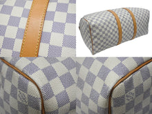 画像をギャラリービューアに読み込む, LOUIS VUITTON ルイヴィトン キーポル50 ボストンバッグ N41430 ダミエアズールキャンバス ヌメ革 ホワイト 美品 中古 4b008367