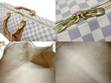 画像をギャラリービューアに読み込む, LOUIS VUITTON ルイヴィトン キーポル50 ボストンバッグ N41430 ダミエアズールキャンバス ヌメ革 ホワイト 美品 中古 4b008367