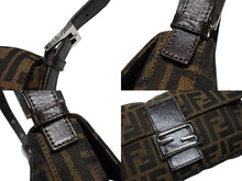 画像をギャラリービューアに読み込む, FENDI フェンディ マンマバケット ワンショルダーバッグ 26424 ズッカ柄 キャンバス レザー ブラウン シルバー金具 美品 中古 4b008370