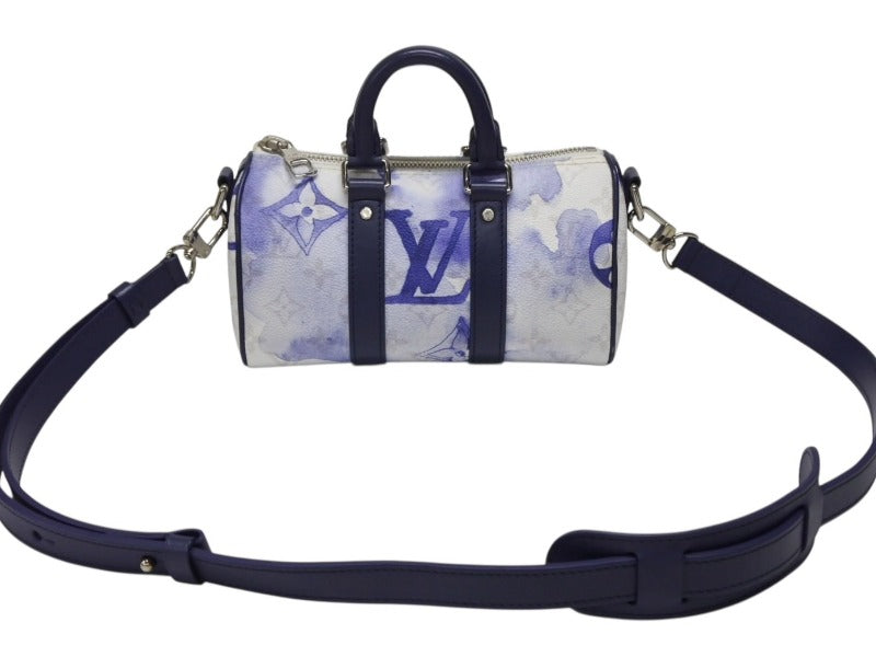 極美品 LOUIS VUITTON ルイヴィトン キーポルXS 2WAY ショルダーバッグ モノグラムウォーターカラー ネイビー ホワイト M45761 中古 4b008376