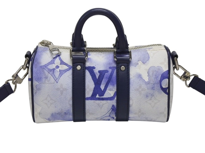 極美品 LOUIS VUITTON ルイヴィトン キーポルXS 2WAY ショルダーバッグ モノグラムウォーターカラー ネイビー ホワイト M45761 中古 4b008376