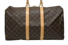 画像をギャラリービューアに読み込む, 極美品 LOUIS VUITTON ルイヴィトン モノグラム キーポル45 ボストンバッグ M41428 PVC ヌメ革 ブラウン ゴールド金具 中古 4b008379