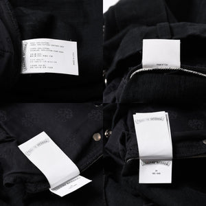 Very good condition CHROME HEARTS Cemetery Cross Patch Flare Knee Denim Pants Size 34 Haraco Black Plaid Used 4a000113