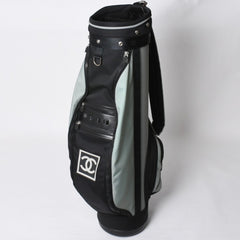 CHANEL CHANEL Sports Line Golf Bag No. 8 Green Black Silver Hardware Nylon Good Condition Used 4b008395