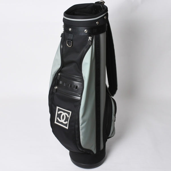 CHANEL CHANEL Sports Line Golf Bag No. 8 Green Black Silver Hardware Nylon Good Condition Used 4b008395