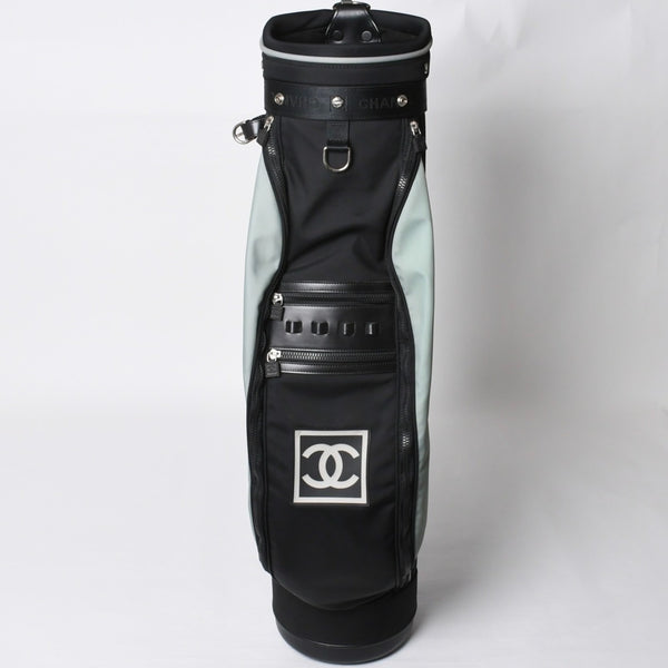 CHANEL CHANEL Sports Line Golf Bag No. 8 Green Black Silver Hardware Nylon Good Condition Used 4b008395