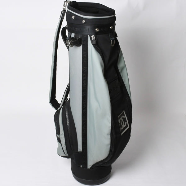 CHANEL CHANEL Sports Line Golf Bag No. 8 Green Black Silver Hardware Nylon Good Condition Used 4b008395