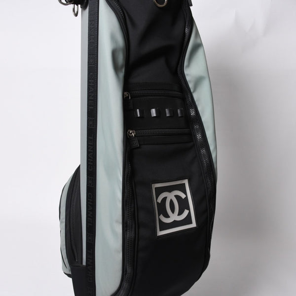 CHANEL CHANEL Sports Line Golf Bag No. 8 Green Black Silver Hardware Nylon Good Condition Used 4b008395