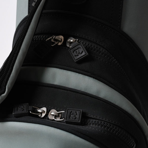 CHANEL CHANEL Sports Line Golf Bag No. 8 Green Black Silver Hardware Nylon Good Condition Used 4b008395